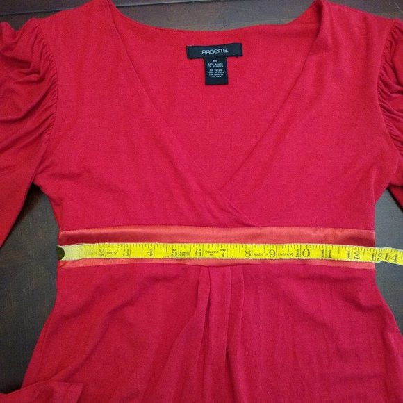 Red Empire Waist Tunic with Wide Flutter Sleeve Arden B  - Size XS - Picture 1 of 15